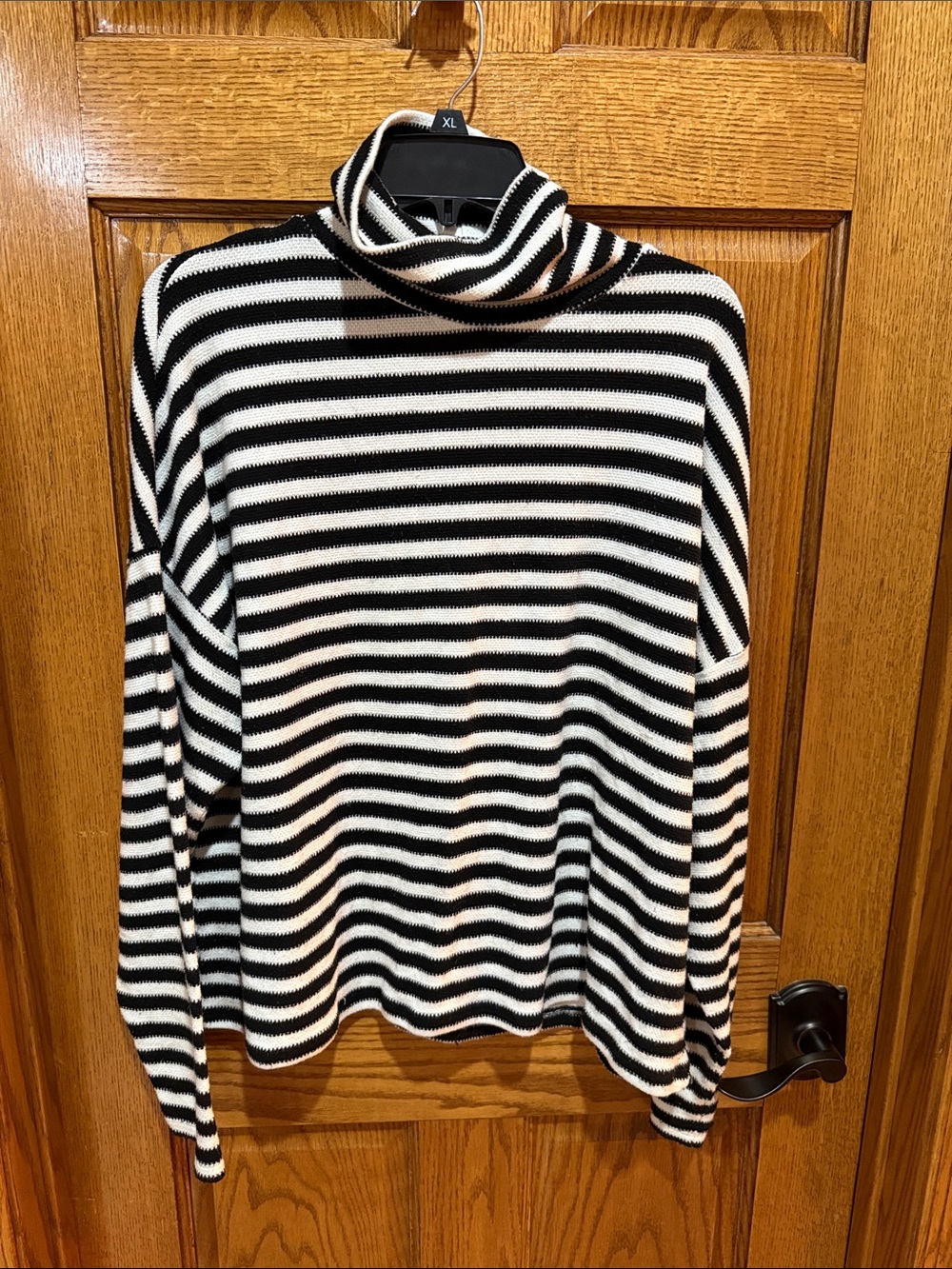 Sanctuary Black & White Striped Turtleneck Sweater